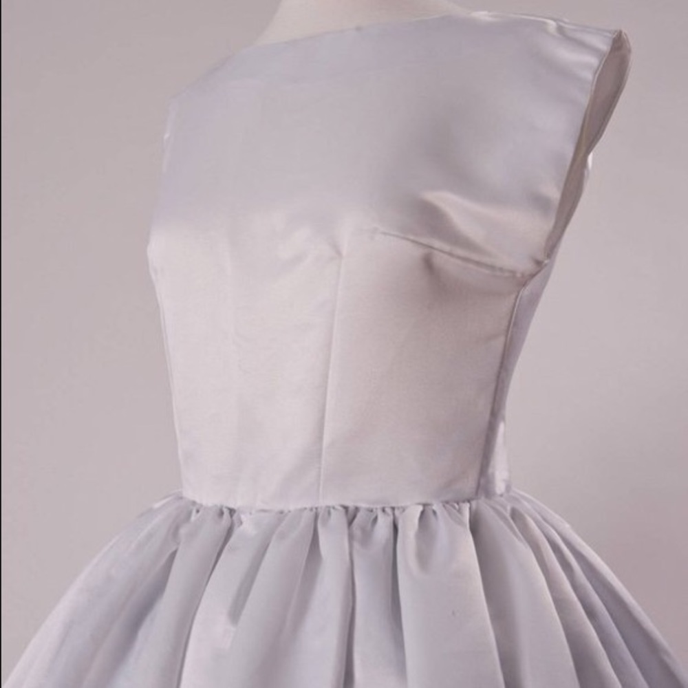 NWOT White Satin Audrey Hepburn Dress Medium